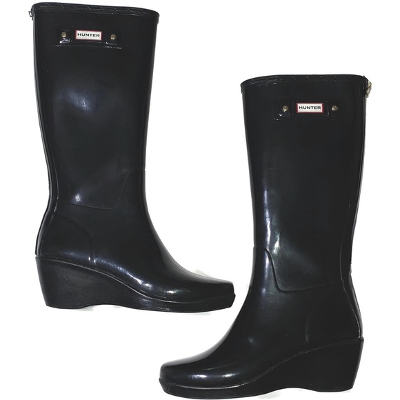 Hunter Shoes - HUNTER Women’s Winter/Rain Wedge Boots Black 6US